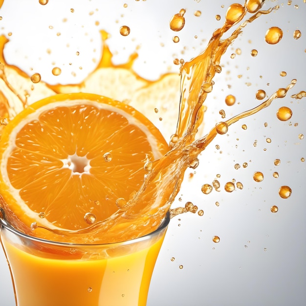 Orange juice splash on white background