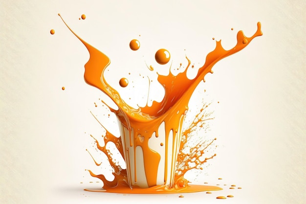 Orange juice splashed over white isolated