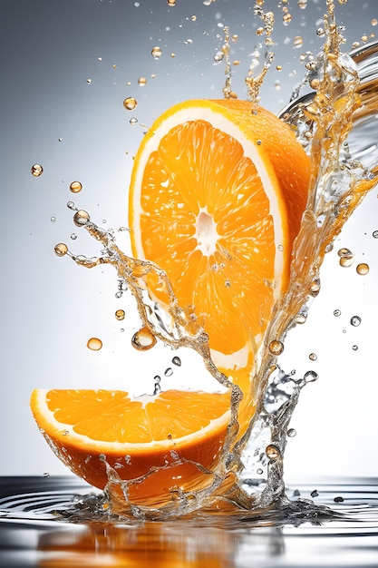 Orange juice splashes on a white background