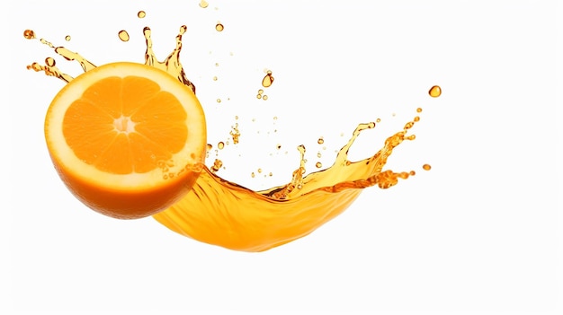 Photo orange juice splashing isolated on a white background