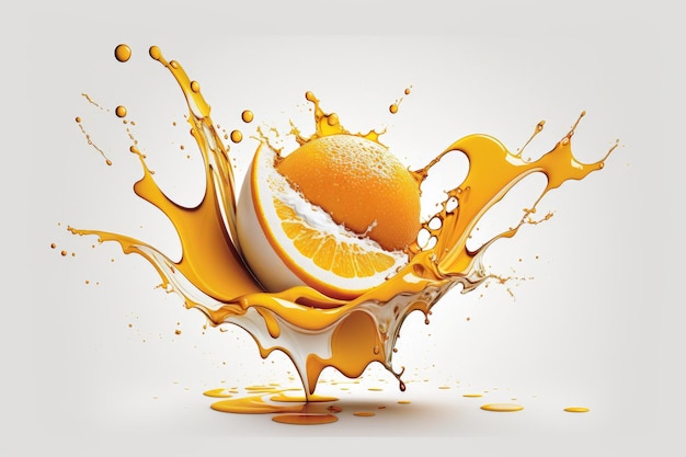 Orange juice splatter on a white background isolated