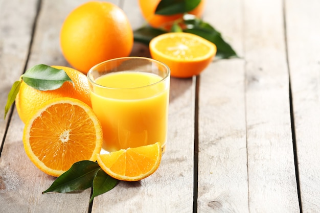 Orange juice on table close-up