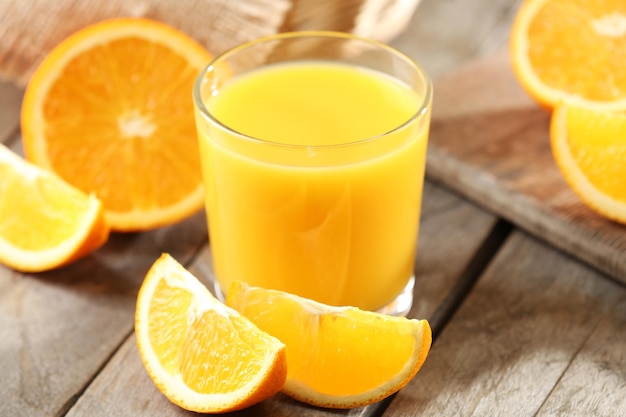 Orange juice on table closeup