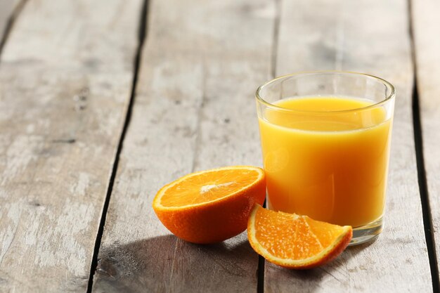 Orange juice on table closeup