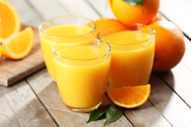 Orange juice on table closeup