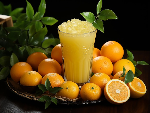 orange juice with fresh citrus fruit