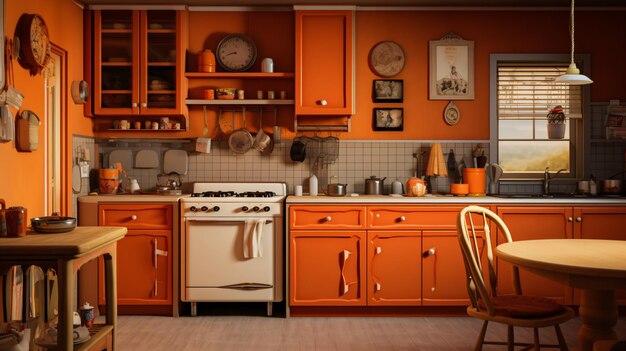 Photo orange kitchen