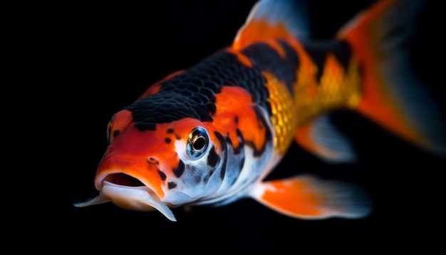 Orange koi carp swimming in pond water generated by AI