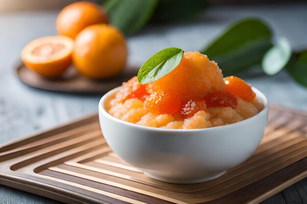 Photo orange and kumquat granita dessert