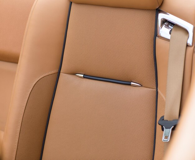 Orange leather car interior