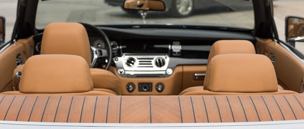 orange leather car interior