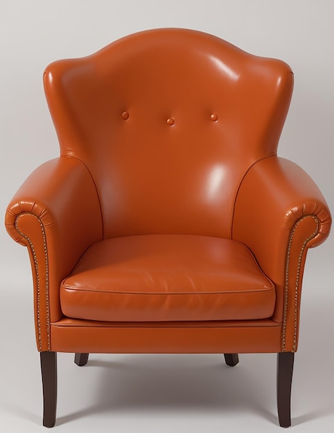 orange leather chair isolated on white background