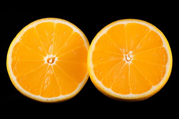 Photo orange or lemon cut in half top view