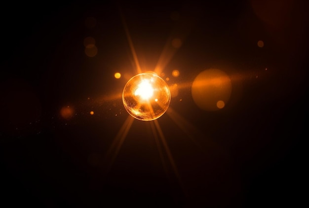 an orange light shining in the darkness in the style of dark gold and silver high quality photo