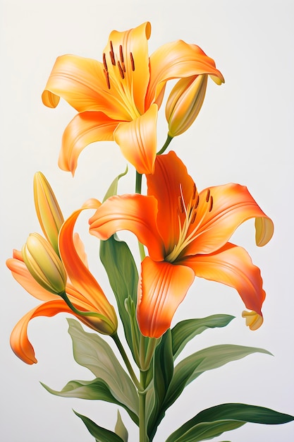 Orange Lilies in a Vase Generative AI