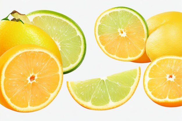 orange lime bergamot or kaffir slice isolated on white background