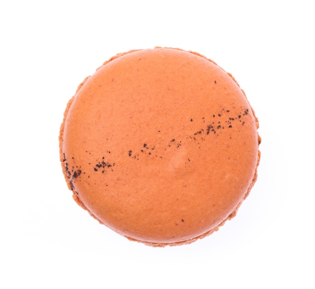 Orange macaron isolated on white background