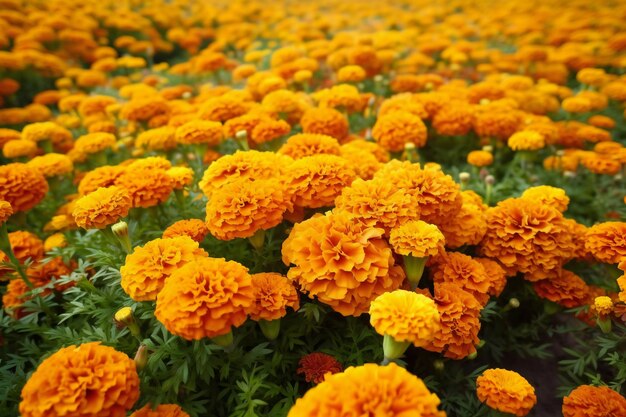 정원 태국에서 피는 오렌지 메리 골드 꽃