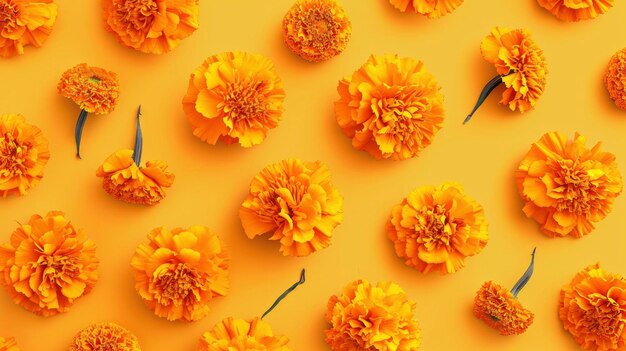 Orange marigold pattern background for dia de los muertos