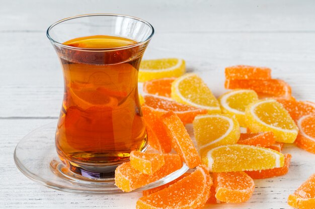 Orange marmelade jelly close up view