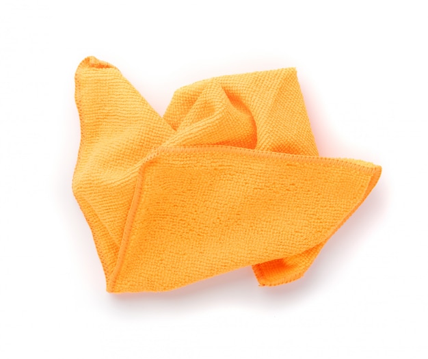 Orange Microfiber Cleaning Cloth Isolated on White Background