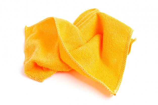 Orange microfiber cloths on a white