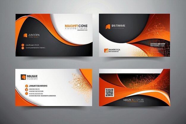 Orange Modern Abstract Business Card Set EPS10 Vector Design