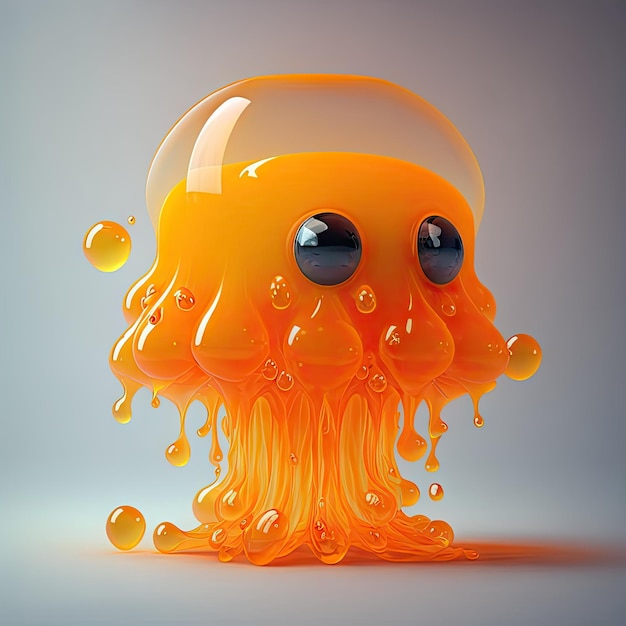 Orange monster character jelly candy juicy summer food bubble gum fruit with cute face Sweet bubblegum with citrus taste ai generated mandarin Crazy juicy personage gum