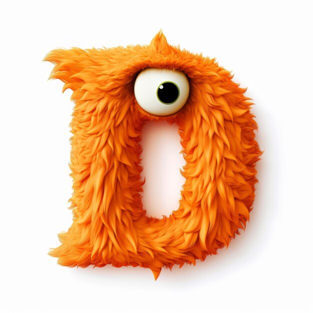 Photo orange monster letter d distinctive typography and inventive character design