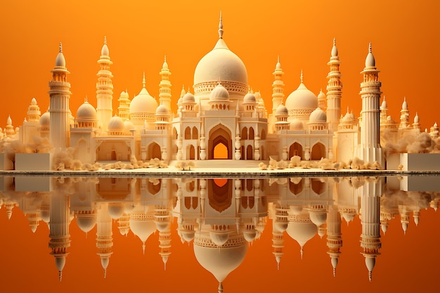 Orange mosque design for ramadan kareem