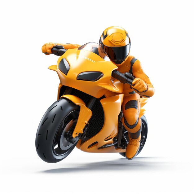 Photo orange motorcycle driver in hyperrealistic precision style