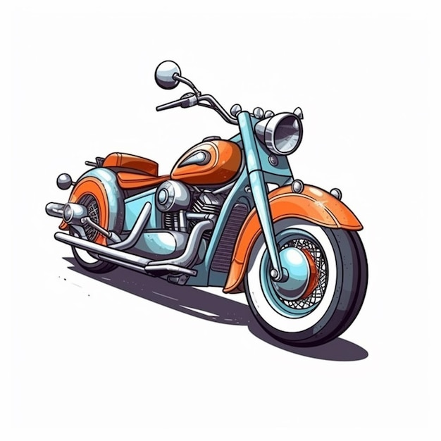 An orange motorcycle with the word harley on the front.