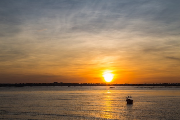 orange mystic sunset on the sea