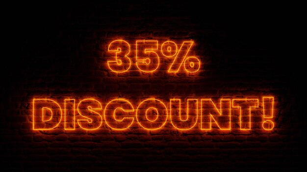 Orange Neon 35 Percent Discount with Brick Background