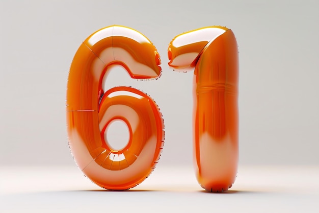 orange number 6 with orange and white icing and orange icing61 balloon number 3D rendering Childre