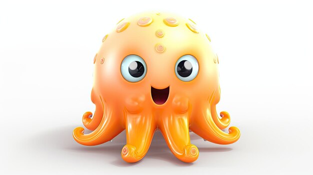 an orange octopus with a yellow face and eyes.