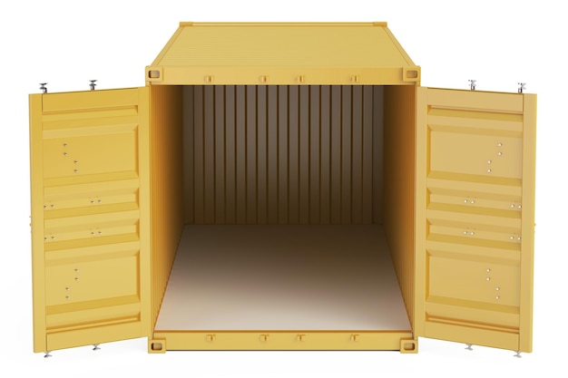 Photo orange opened empty cargo container front view 3d rendering