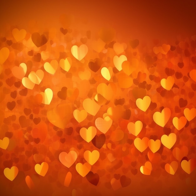 Orange and orange background with a lot of hearts