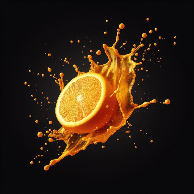 orange and orange splash on black