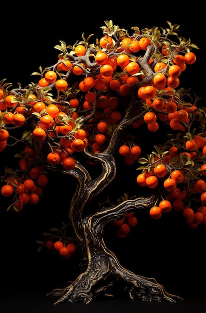 Orange orchard fruit on a branch