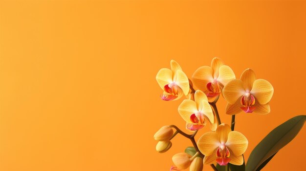 Orange orchids on an orange background