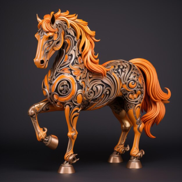 Orange And Ornate Horse A Hyperrealistic Masterpiece