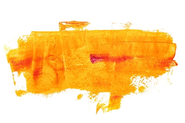 Orange paint brush stroke isolated on the white background. abstract texture, space for your own text