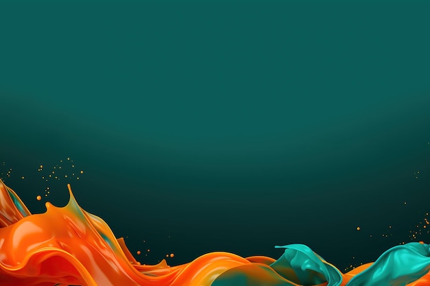 Orange paint splash border dark teal background