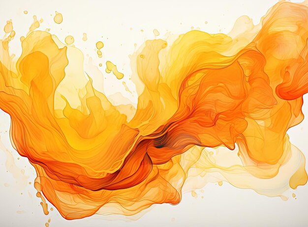 An orange paint splash in watercolor by the light in the style of rounded shapes