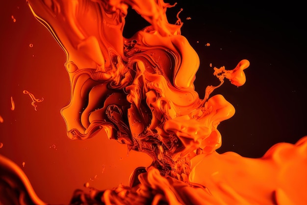 Orange paint splashes on a black background