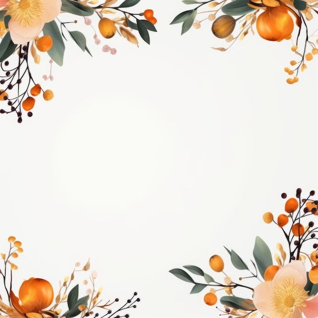 an orange and peach floral frame on a white background