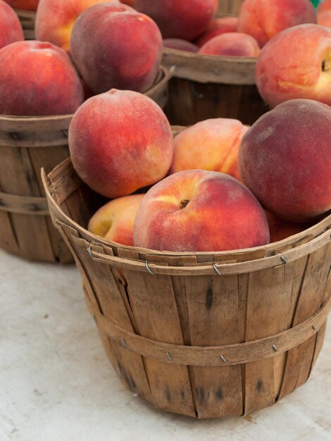 Orange peaches at the local farmer's market.