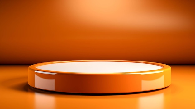 Orange pedestal display with blank stand on background