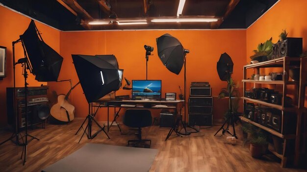 Orange photographic studio